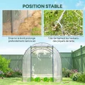 Outsunny Garten-Gewächshaus, Tunnel, verstärktes Rohrgestell, Bodenfläche 6 m², Tür mit Reißverschluss, 2 aufrollbare Fenster, Tomatengewächshaus, 3 x 2 x 2 m, transparent - Thumbnail 6