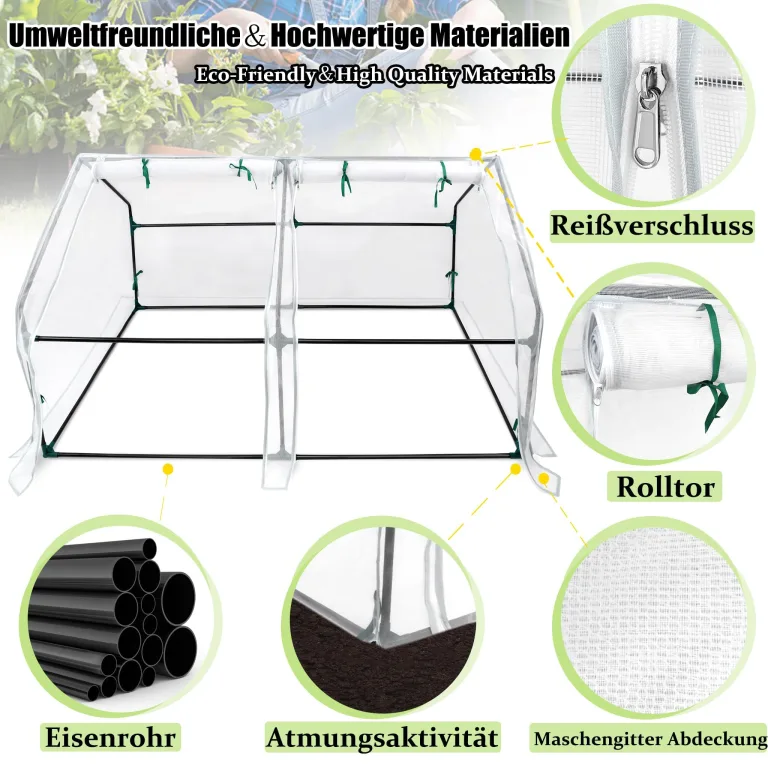 ACXIN Foliengewächshaus Tomatenhaus Frühbeet mit Spitzdach Niedriges Gewächshaus Atmungsaktiv Insektenabweisend Pflanzenhaus für Gemüse Kräuter Tomaten Garten Balkon Weiß 180 x 90 x 90 cm – Bild 4