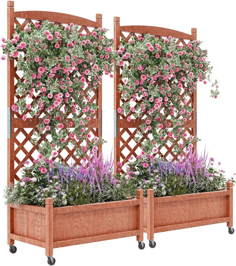 Garvee Hochbeet Holz, Blumenbett, Kräuterbeet, Frühbeet, mit Pflanzfolie, Abflusslöchern und seitlichen Haken, erhöhter Pflanzkasten-Ständer, für Garten, Terrasse, Balkon, Eiche, 122×61×76 cm – Bild 10