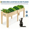 Garvee Hochbeet Holz, Blumenbett, Kräuterbeet, Frühbeet, mit Pflanzfolie, Abflusslöchern und seitlichen Haken, erhöhter Pflanzkasten-Ständer, für Garten, Terrasse, Balkon, Naturfarbe, 183×58×76 cm - Thumbnail 5