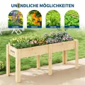 Garvee Hochbeet Holz, Blumenbett, Kräuterbeet, Frühbeet, mit Pflanzfolie, Abflusslöchern und seitlichen Haken, erhöhter Pflanzkasten-Ständer, für Garten, Terrasse, Balkon, Naturfarbe, 183×58×76 cm - Thumbnail 6