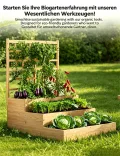 Garvee 3-stöckiges Hochbeet, vertikaler Holz-Pflanzkasten mit Rankgitter und offenem Boden, für Kletterpflanzen, Blumen, Kräuter, Gemüse und Obst, Outdoor-Pflanzbox für Terrasse, Hof und Rasen, Natur - Thumbnail 7