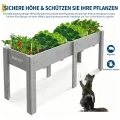 Garvee Hochbeet Holz, Blumenbett, Kräuterbeet, Frühbeet, mit Pflanzfolie, Abflusslöchern und seitlichen Haken, erhöhter Pflanzkasten-Ständer, für Garten, Terrasse, Balkon, Grau, 183×58×76 cm - Thumbnail 4