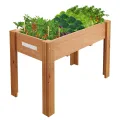 Garvee Hochbeet Holz, Blumenbett, Kräuterbeet, Frühbeet, mit Pflanzfolie, Abflusslöchern und seitlichen Haken, erhöhter Pflanzkasten-Ständer, für Garten, Terrasse, Balkon, Grau, 183×58×76 cm - Thumbnail 8