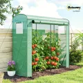 Outsunny Gewächshaus mit Netzfenstern und aufrollbarer Tür, Foliengewächshaus aus Stahl 200 x 75 x 188 cm, Tomatenhaus Tomatengewächshaus für Gemüse, Tomaten, Blumen, Pflanzen, Grün - Thumbnail 2