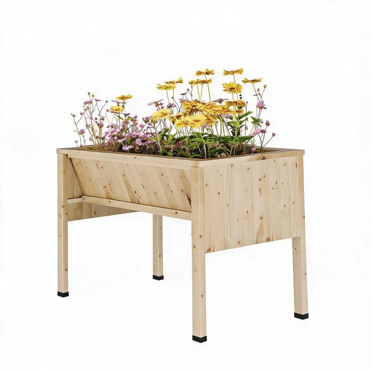 Garvee Hochbeet aus Holz, mit Rollen und Ablageboden, Pflanzkasten, Pflanztrog, Blumenkübel, Kräuterbeet, für Garten, Balkon und Terrasse, 122×61×76 cm, braun – Bild 9