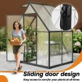 LZQ Gewächshaus Aluminium mit Fundament 125x180x195cm Gartengewächshaus Treibhaus 4mm PC-Hohlkammerplatten Tomatenhaus mit Schiebetür Dachfenster Pflanzenhaus Wetterfest für Aufzucht Gemüse, 6x4 ft - Thumbnail 6