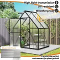 LZQ Gewächshaus Aluminium mit Fundament 125x180x195cm Gartengewächshaus Treibhaus 4mm PC-Hohlkammerplatten Tomatenhaus mit Schiebetür Dachfenster Pflanzenhaus Wetterfest für Aufzucht Gemüse, 6x4 ft - Thumbnail 7