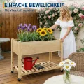 Garvee Hochbeet aus Holz, mit Rollen und Ablageboden, Pflanzkasten, Pflanztrog, Blumenkübel, Kräuterbeet, für Garten, Balkon und Terrasse, 122×61×76 cm, Natur - Thumbnail 6