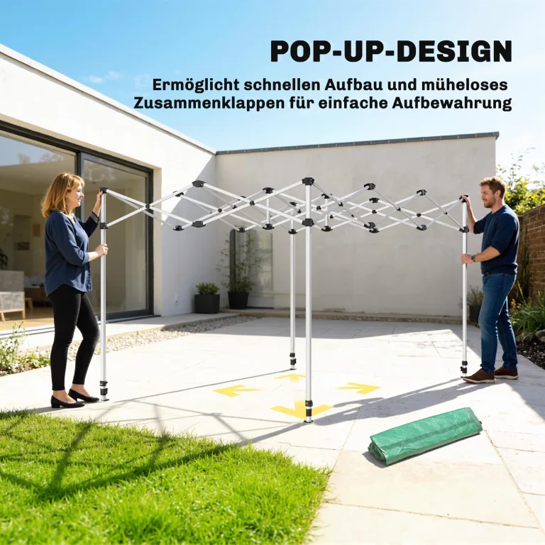 Outsunny Gewächshaus ca. 300x270x200 cm Faltbar Pop Up Tomatenhaus aus PE mit Satteldach, Stabiler Pflanztunnel, aufrollbare Reißverschlusstüren und Fenster, Grün – Bild 3