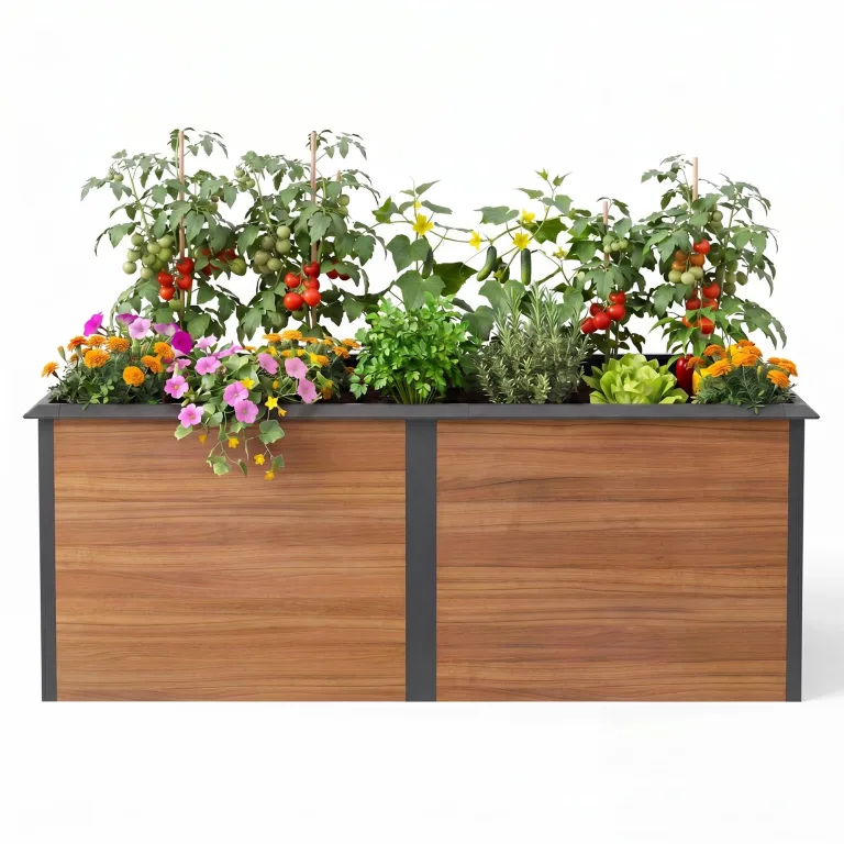 Amopatio Hochbeet Metall 200x100x77 cm Holzoptik, 1 mm Zink-Aluminium Pflanzbeet, 1540L Stabil Gemüsebeet, Wetterfest Gartenbeet Pflanzkasten Kräuterbeet für Outdoor & Balkon, Braun – Bild 2