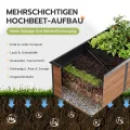 Amopatio Hochbeet Metall 200x100x77 cm Holzoptik, 1 mm Zink-Aluminium Pflanzbeet, 1540L Stabil Gemüsebeet, Wetterfest Gartenbeet Pflanzkasten Kräuterbeet für Outdoor & Balkon, Braun - Thumbnail 6