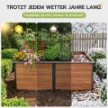 Amopatio Hochbeet Metall 200x100x77 cm Holzoptik, 1 mm Zink-Aluminium Pflanzbeet, 1540L Stabil Gemüsebeet, Wetterfest Gartenbeet Pflanzkasten Kräuterbeet für Outdoor & Balkon, Braun - Thumbnail 7