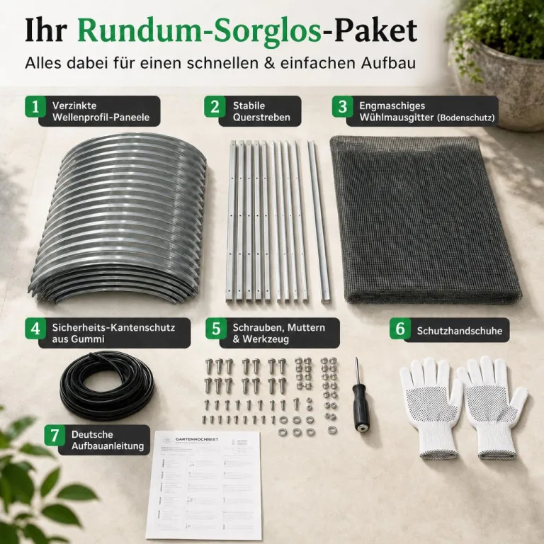 Hochbeet Metall 240x80x80 cm, verzinkter Stahl, wetterfest, oval mit abgerundeten Ecken, inkl. MontageSet, Handschuhe und Nagetierschutz (Anthrazit, 240 x 80 x 80 cm) – Bild 6