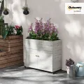 Outsunny Hochbeet aus Holz mit Schrankfach, Kräuterbeet mit Rollen, Pflanzkasten und Blumenkasten mit Vliesstoff für Balkon, Garten, 110 x 50 x 95 cm, Weiß - Thumbnail 2