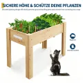 Garvee Hochbeet Holz, Blumenbett, Kräuterbeet, Frühbeet, mit Pflanzfolie, Drainagelöchern & Seitenhaken, erhöhter Pflanzkasten, für Garten, Terrasse, Balkon, Naturfarbe, 117×59×76 cm - Thumbnail 7