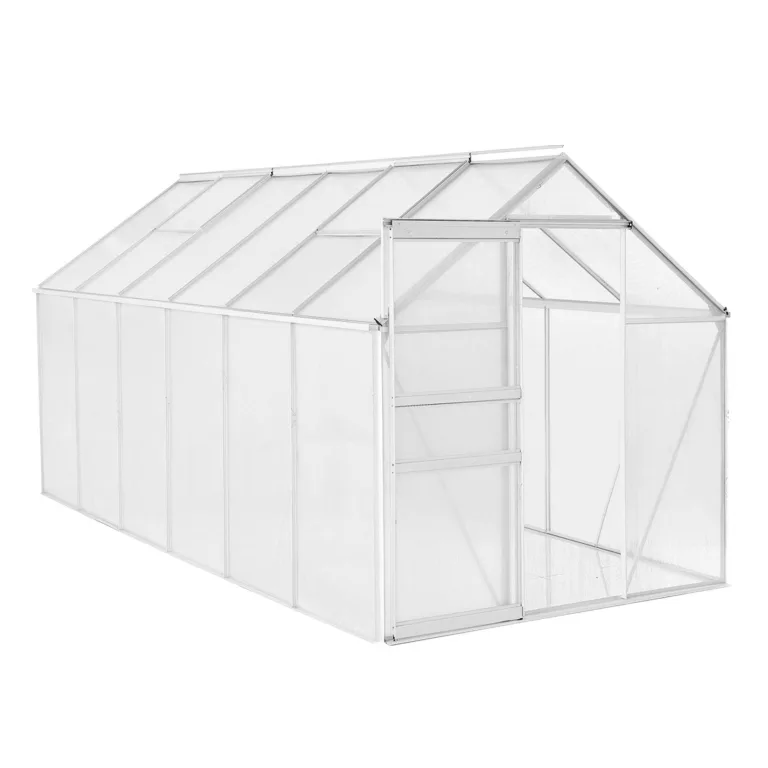 ESTEXO Aluminium Gewächshaus Treibhaus ohne oder inkl. Fundament Tomatenhaus Pflanzhaus mit Hohlkammerstegplatten (370x190x195 cm) – Bild 1