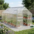 ESTEXO Aluminium Gewächshaus Treibhaus ohne oder inkl. Fundament Tomatenhaus Pflanzhaus mit Hohlkammerstegplatten (370x190x195 cm) - Thumbnail 2
