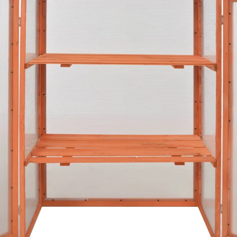 Holz Gewächshaus klein mit 2 Regalböden, Pflanzenhaus aus PC-Platte und starkem Holz, Frühbeet 75x47x109 cm, Scharnierdeckel zum leichten Gießen, Pflanzenschrank für Kräuter – Bild 8