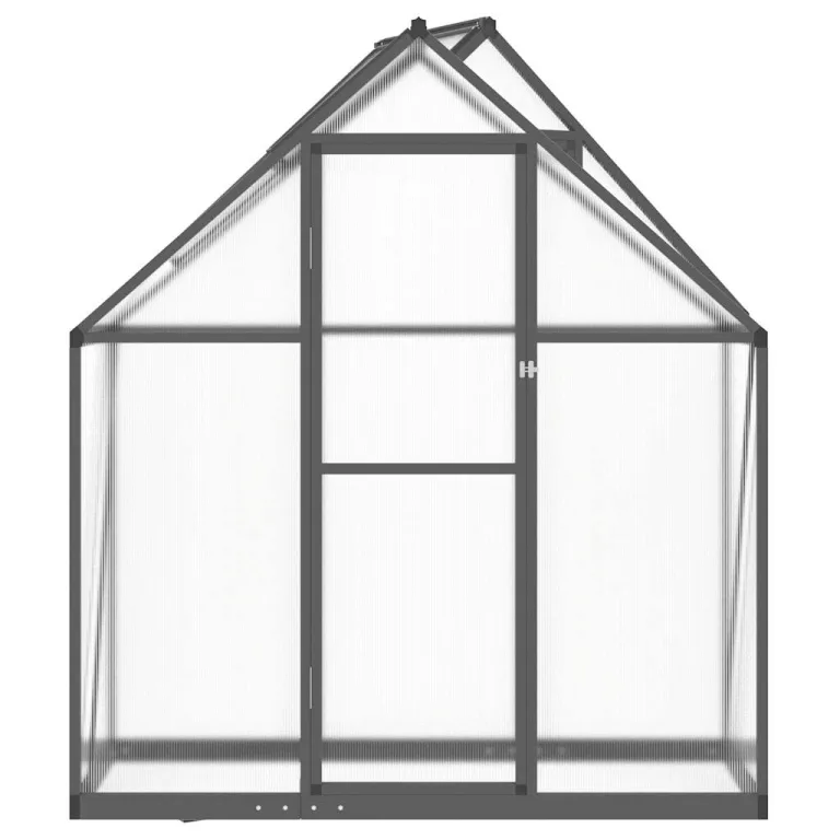 Alu Gewächshaus 169x58x195 cm mit Fundamentrahmen aus Aluminium, anthrazit, Polycarbonatplatten UV-beständig, wetterfester Rahmen, Lüftungsfenster 5-Fach verstellbar, Flügeltür, – Bild 3