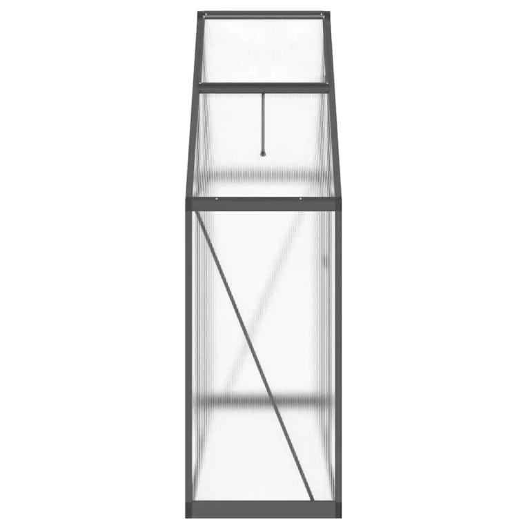 Alu Gewächshaus 169x58x195 cm mit Fundamentrahmen aus Aluminium, anthrazit, Polycarbonatplatten UV-beständig, wetterfester Rahmen, Lüftungsfenster 5-Fach verstellbar, Flügeltür, – Bild 4