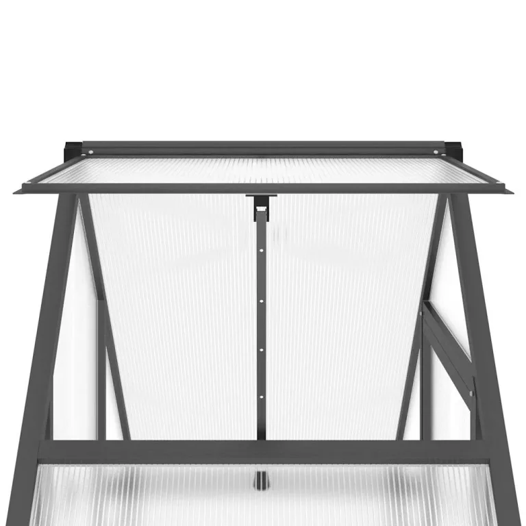 Alu Gewächshaus 169x58x195 cm mit Fundamentrahmen aus Aluminium, anthrazit, Polycarbonatplatten UV-beständig, wetterfester Rahmen, Lüftungsfenster 5-Fach verstellbar, Flügeltür, – Bild 9
