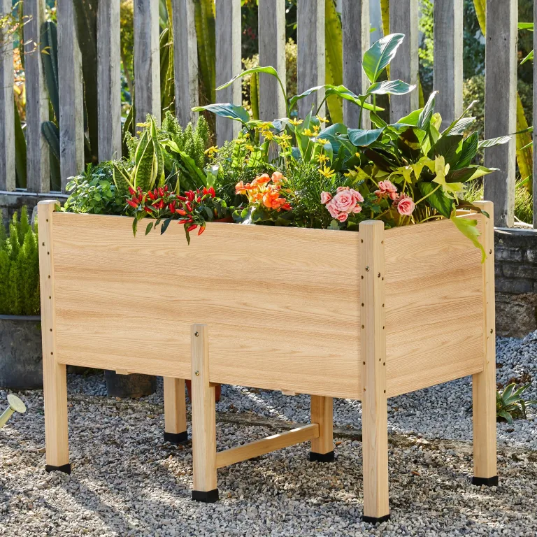 LUXOAK 119x81x57 cm Holz Hochbeet mit Beinen, extra tief 40 cm Pflanztiefe, Hochbeet für Gemüse, Kräuter und Blumen, Pflanzkasten für Balkon, Terrasse und Garten, einfache Montage – Bild 1