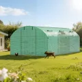 Stabil Foliengewächshaus 300x600x200CM 140g/㎡ mit Tür & 6 Fenstern,Foliengewächshäuser Pflanzenhaus Verzinktem Stahl PE,Gewächshaus Folientunnel für Pflanzenschutz Grün - Thumbnail 7