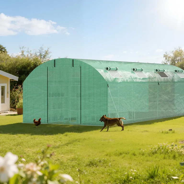 Foliengewächshaus 300x800x200CM PE Plane 140g/m²,Foliengewächshäuser mit Erdanker & Seilen,Gartenhäuschen für Garten Pflanzen Grün – Bild 7