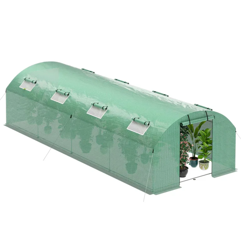 Foliengewächshaus 300x800x200CM PE Plane 140g/m²,Foliengewächshäuser mit Erdanker & Seilen,Gartenhäuschen für Garten Pflanzen Grün – Bild 1