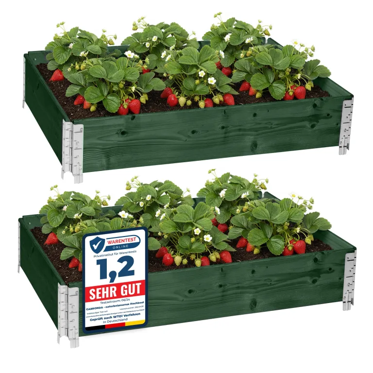 Garronda Hochbeete für Garten Palettenrahmen 120x80x20 cm Hochbeet Holz 2 Stück steckbar stapelbar faltbar für Pflanzen Blumen Kräuter Obst und Gemüse Grün GD-0075 – Bild 1