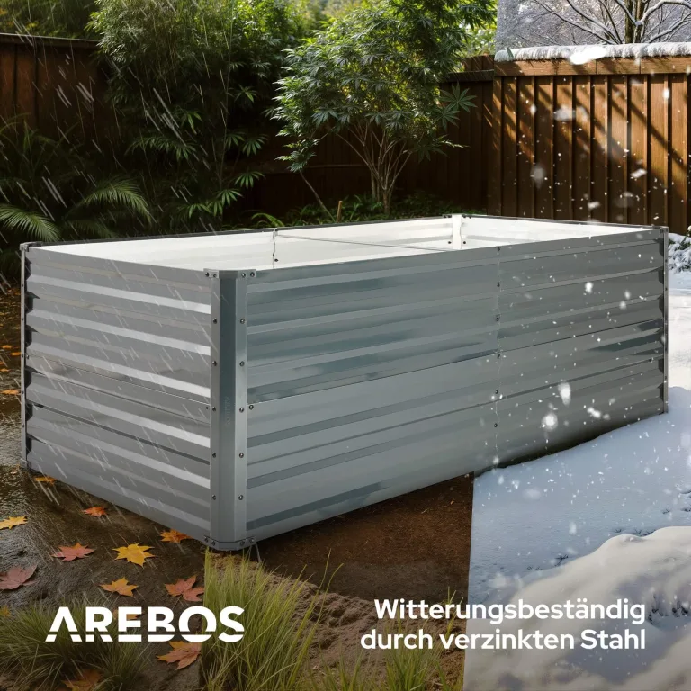 Arebos Hochbeet Metall 240x90x79 cm | Gartenbeet aus verzinktem Stahl | Pflanzbeet wetterfest & rostfrei | Gemüsebeet für Garten & Terrasse | Bausatz Anthrazit ohne Boden – Bild 6
