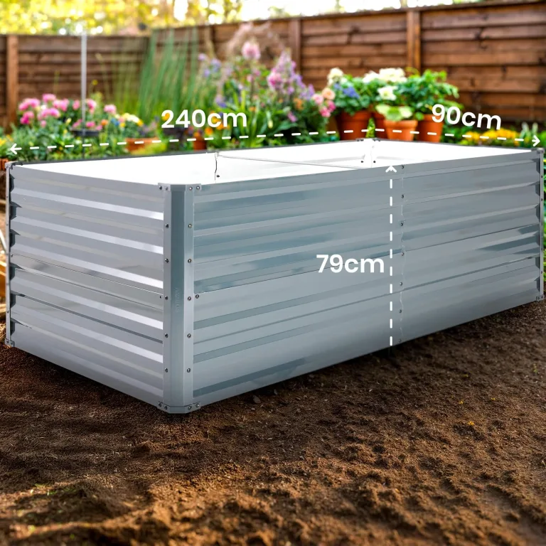 Arebos Hochbeet Metall 240x90x79 cm | Gartenbeet aus verzinktem Stahl | Pflanzbeet wetterfest & rostfrei | Gemüsebeet für Garten & Terrasse | Bausatz Anthrazit ohne Boden – Bild 7