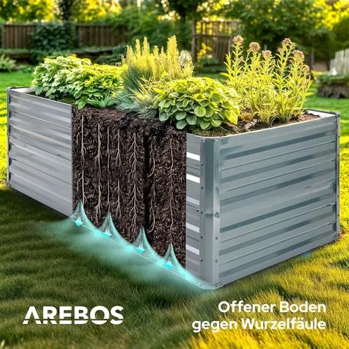 Arebos Hochbeet Metall 240x90x79 cm | Gartenbeet aus verzinktem Stahl | Pflanzbeet wetterfest & rostfrei | Gemüsebeet für Garten & Terrasse | Bausatz Anthrazit ohne Boden – Bild 10