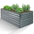 Arebos Hochbeet Metall 240x90x79 cm | Gartenbeet aus verzinktem Stahl | Pflanzbeet wetterfest & rostfrei | Gemüsebeet für Garten & Terrasse | Bausatz Anthrazit ohne Boden - Thumbnail 1