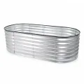 NATIV, Metallhochbeet für Kinder, 160 x 80 x 45 cm, ovales Hochbeet aus verzinktem Stahl, wetterfestes Pflanzbeet mit Kantenschutz, Innenverstrebung, Gartenbeet für Gemüse, Kräuter & Blumen - Thumbnail 1