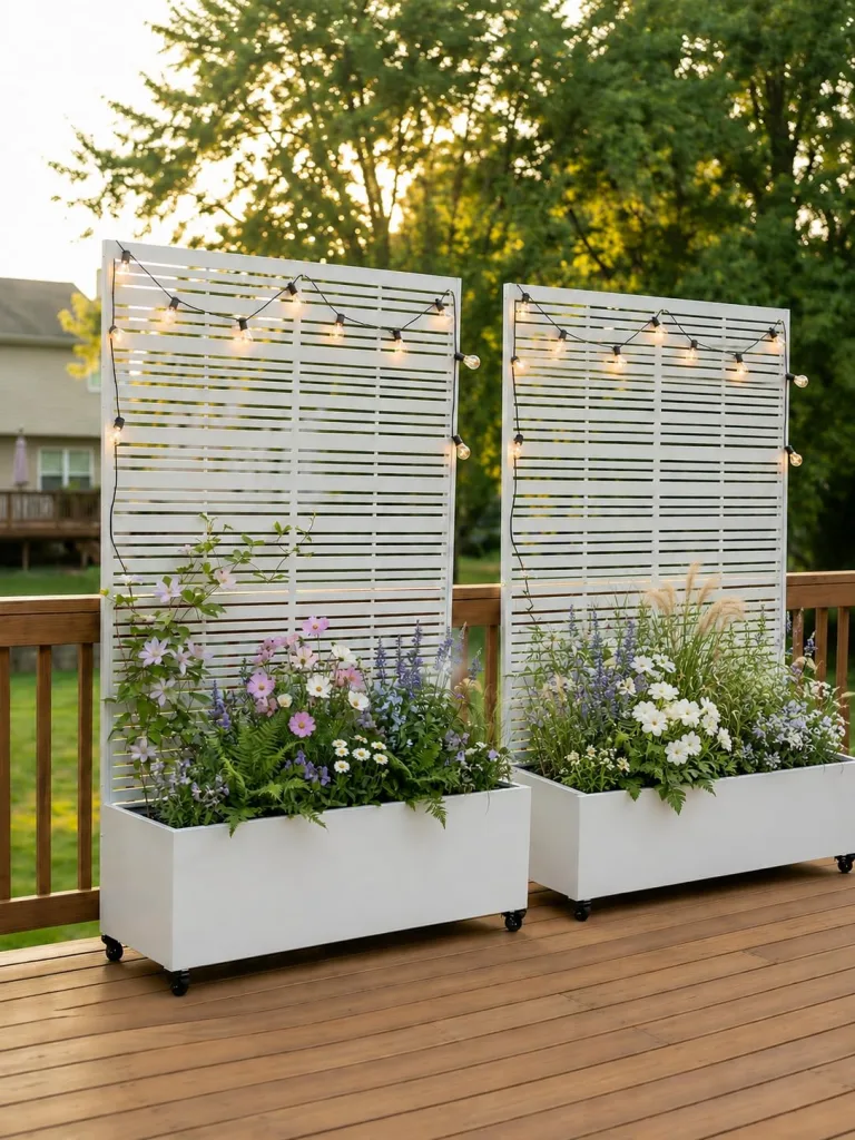 Hochbeet mit Sichtschutz, Metall Pflanzkasten mit Rankgitter und Rollen, freistehender Pflanzkübel 33cm tief, wetterfest für Blumen und Kletterpflanzen - Ideal für Garten, Balkon und Terrasse – Bild 8