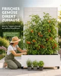 Hochbeet mit Sichtschutz, Metall Pflanzkasten mit Rankgitter und Rollen, freistehender Pflanzkübel 33cm tief, wetterfest für Blumen und Kletterpflanzen - Ideal für Garten, Balkon und Terrasse - Thumbnail 7