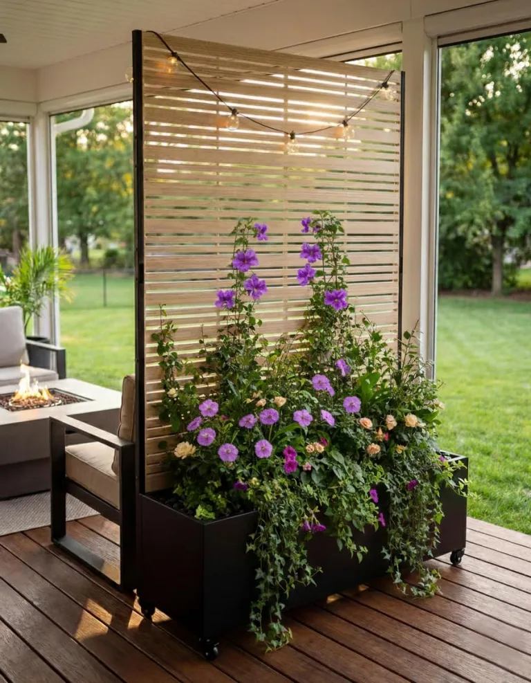Hochbeet mit Sichtschutz, Metall Pflanzkasten mit Rankgitter und Rollen, freistehender Pflanzkübel 33cm tief, wetterfest für Blumen und Kletterpflanzen - Ideal für Garten, Balkon und Terrasse – Bild 10
