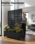 Hochbeet mit Sichtschutz, Metall Pflanzkasten mit Rankgitter und Rollen, freistehender Pflanzkübel 33cm tief, wetterfest für Blumen und Kletterpflanzen - Ideal für Garten, Balkon und Terrasse - Thumbnail 4