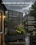 Hochbeet mit Sichtschutz, Metall Pflanzkasten mit Rankgitter und Rollen, freistehender Pflanzkübel 33cm tief, wetterfest für Blumen und Kletterpflanzen - Ideal für Garten, Balkon und Terrasse - Thumbnail 5