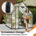 Aluminium Gewächshaus 6x8FT mit Fundamentrahmen & Belüftungsfenster, robustes Tomatenhaus wetterfest & rostfrei ideales Pflanzen- und Gemüsehaus für ganzjährige Anzucht Treibhaus 230x180x195cm - Thumbnail 5