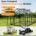 Aluminium Gewächshaus 8x12FT mit Fundament & Belüftungsfenster, großflächiges Tomatenhaus wetterfest & rostfrei, professionelles Gewächshaus für Gemüse, Pflanzen & Frühbeet, 380x250x205cm - Thumbnail 4