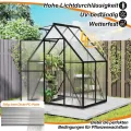 Aluminium Gewächshaus 6x4FT mit Fundament & Dachfenster, stabiles Tomatenhaus wetterfest & rostfrei, temperaturbeständiges Treibhaus für Gemüse & Pflanzen Frühbeet & Pflanzenhaus 125x180x195cm - Thumbnail 6
