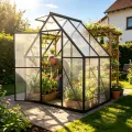 Aluminium Gewächshaus 6x4FT mit Fundament & Dachfenster, stabiles Tomatenhaus wetterfest & rostfrei, temperaturbeständiges Treibhaus für Gemüse & Pflanzen Frühbeet & Pflanzenhaus 125x180x195cm - Thumbnail 1