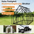 Aluminium Gewächshaus 6x10FT mit stabilem Fundament Dachfenster wetterfestes Tomatenhaus aus rostfreiem Aluminium optimal für Gemüseanzucht Pflanzenwachstum Gewächshaus Frühbeet 280x180x195cm - Thumbnail 4
