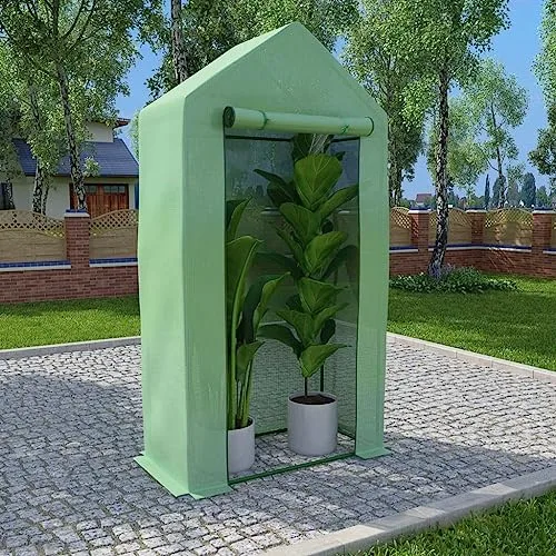 Gewächshaus mit Stahlrahmen und PE-Netzgewebe 0,5 m² 1x0,5x1,9 m mit Tür für Tomatenhaus, Pflanzenhaus, Frühbeet, Balkon und Terrasse, wetterfest und begehbar für Pflanzenschutz und – Bild 10