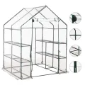 Gewächshaus mit 8 Regalen, 143 x 143 x 195 cm, pulverbeschichteter Stahlrahmen, PVC-Folie, wetterfestes Pflanzenhaus für Garten, Balkon, Terrasse, Schutz für Gemüse, Tomaten, Aussaat - Thumbnail 2
