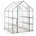 Gewächshaus mit 8 Regalen, 143 x 143 x 195 cm, pulverbeschichteter Stahlrahmen, PVC-Folie, wetterfestes Pflanzenhaus für Garten, Balkon, Terrasse, Schutz für Gemüse, Tomaten, Aussaat - Thumbnail 7