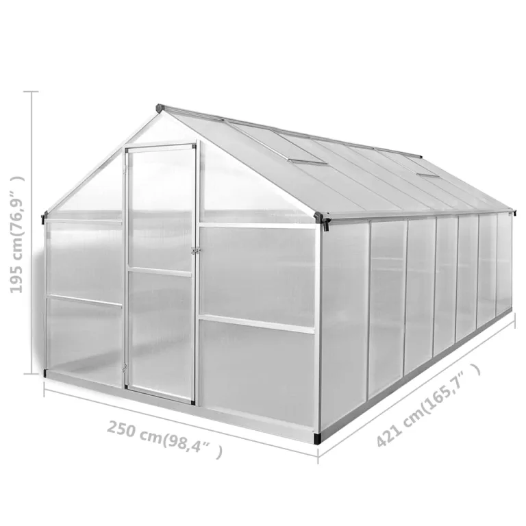 Gewächshaus Aluminium mit Polycarbonat 10,53 m² begehbar wetterfest mit Lüftung für Tomaten und Gemüse Balkon Terrasse Pflanzenschutz Frühbeet Outdoor – Bild 7